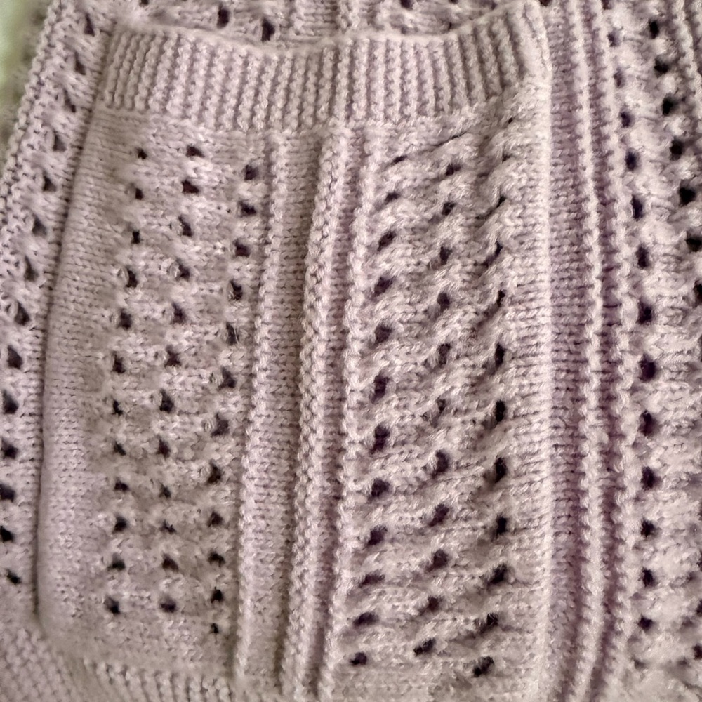 Hippie Rose Lavender Open-Weave Long Cardigan - Picture 4 of 9